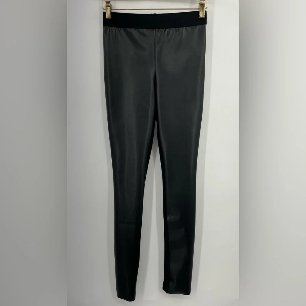 SACAI S Mixed-Media Faux Leather Leggings 0714 small black vegan - Picture 2 of 14